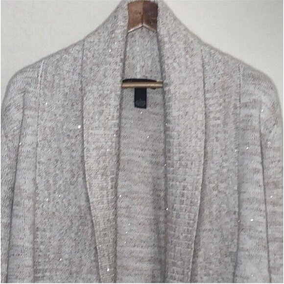 INC Cardigan Sweater Ivory Cream Brown Shimmer XL Extra Large Thick Cotton NEW - Picture 11 of 11